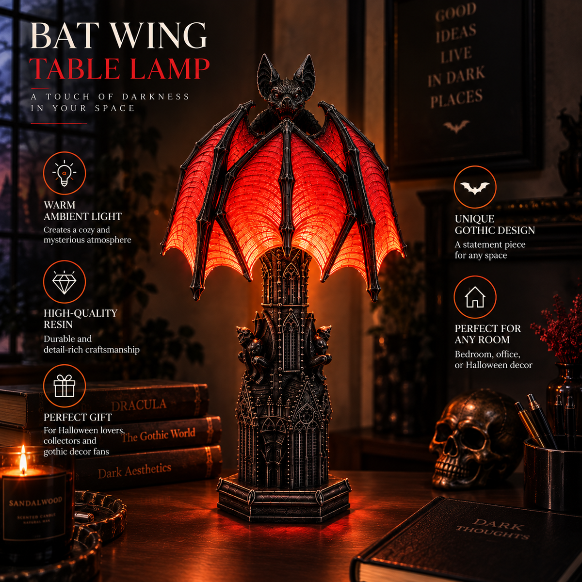 Bat Halloween Lamp By Alfero